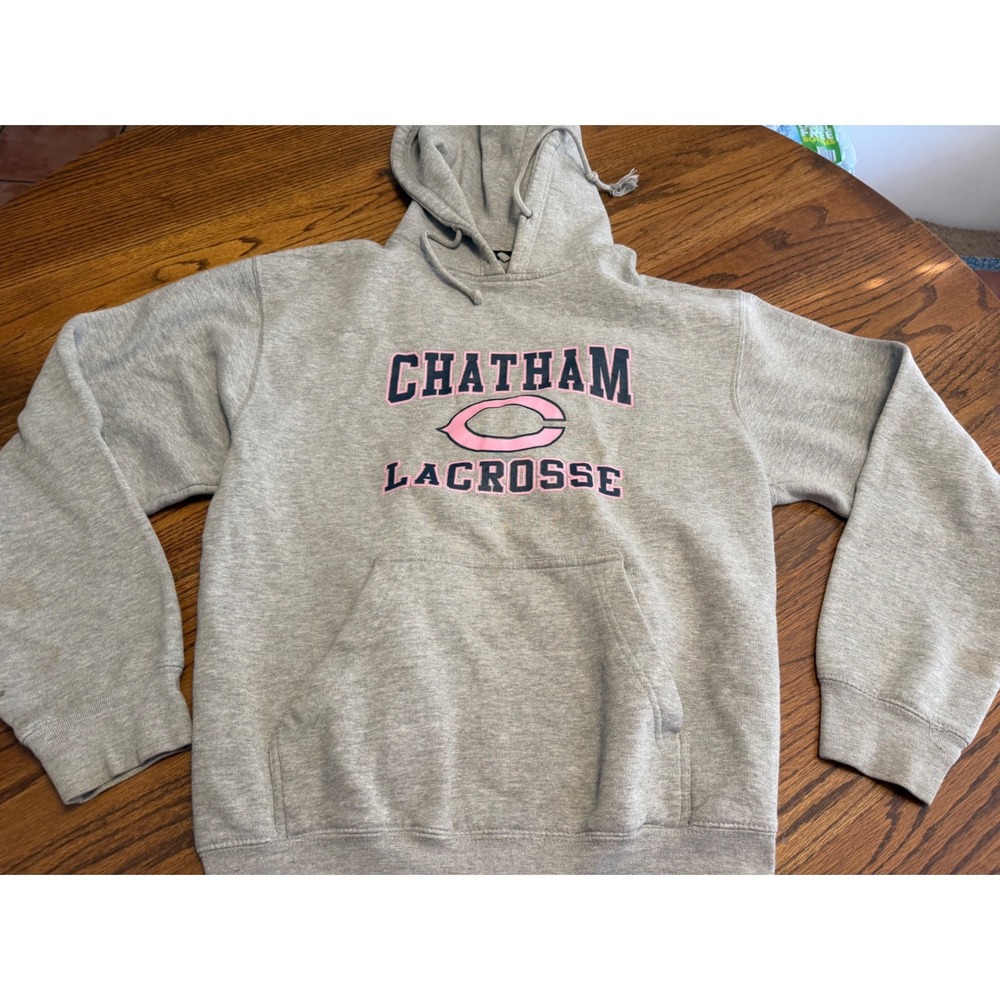 Chatham Lacrosse Hoodie Heather Gray Navy Pink Graphic Pullover Sweatshirt